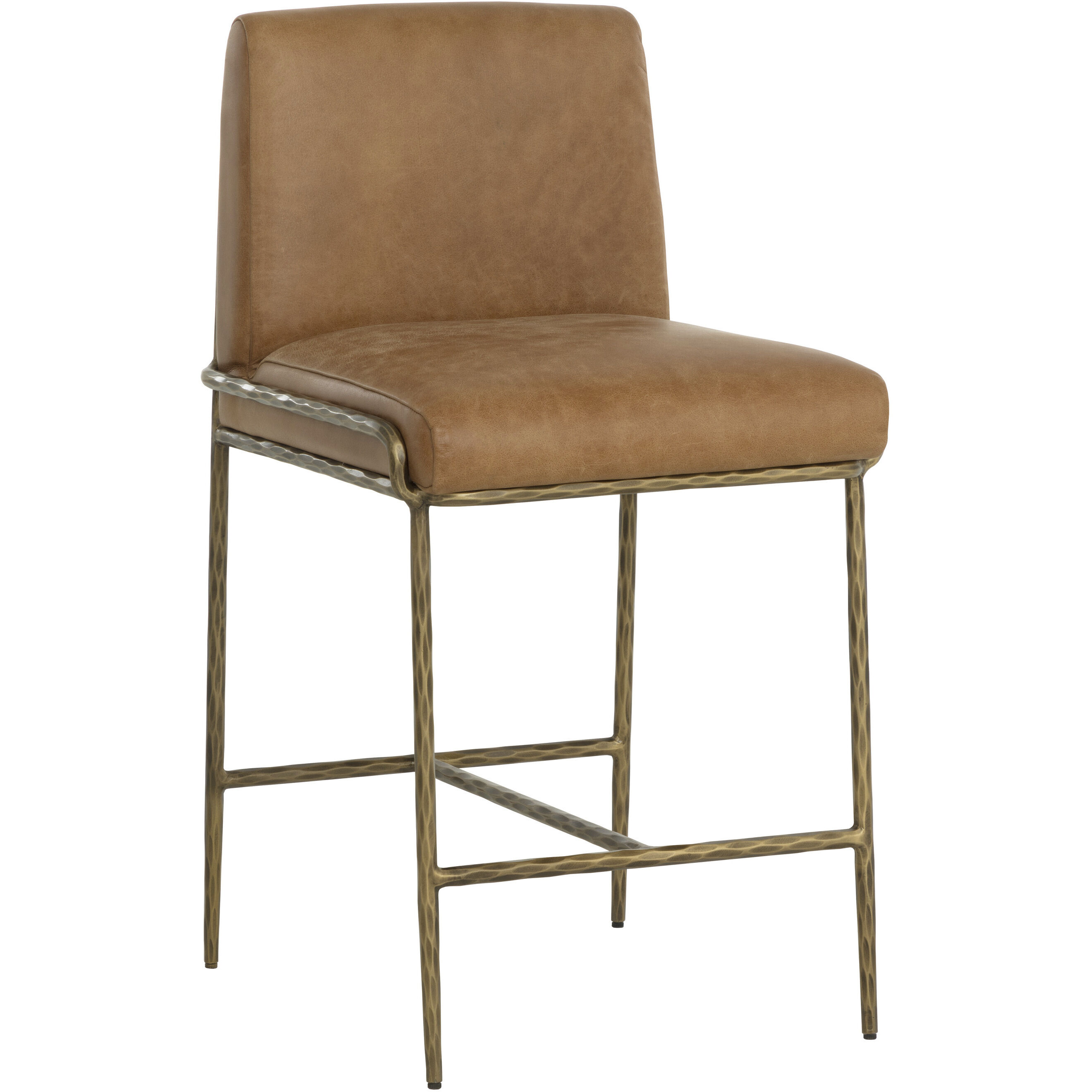 Lathan 38.25 inch Tan Leather Counter Stool